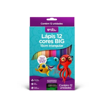 Lápis De Cor 12 Cores Big Triangular 15cm C/ Apontador - Onda