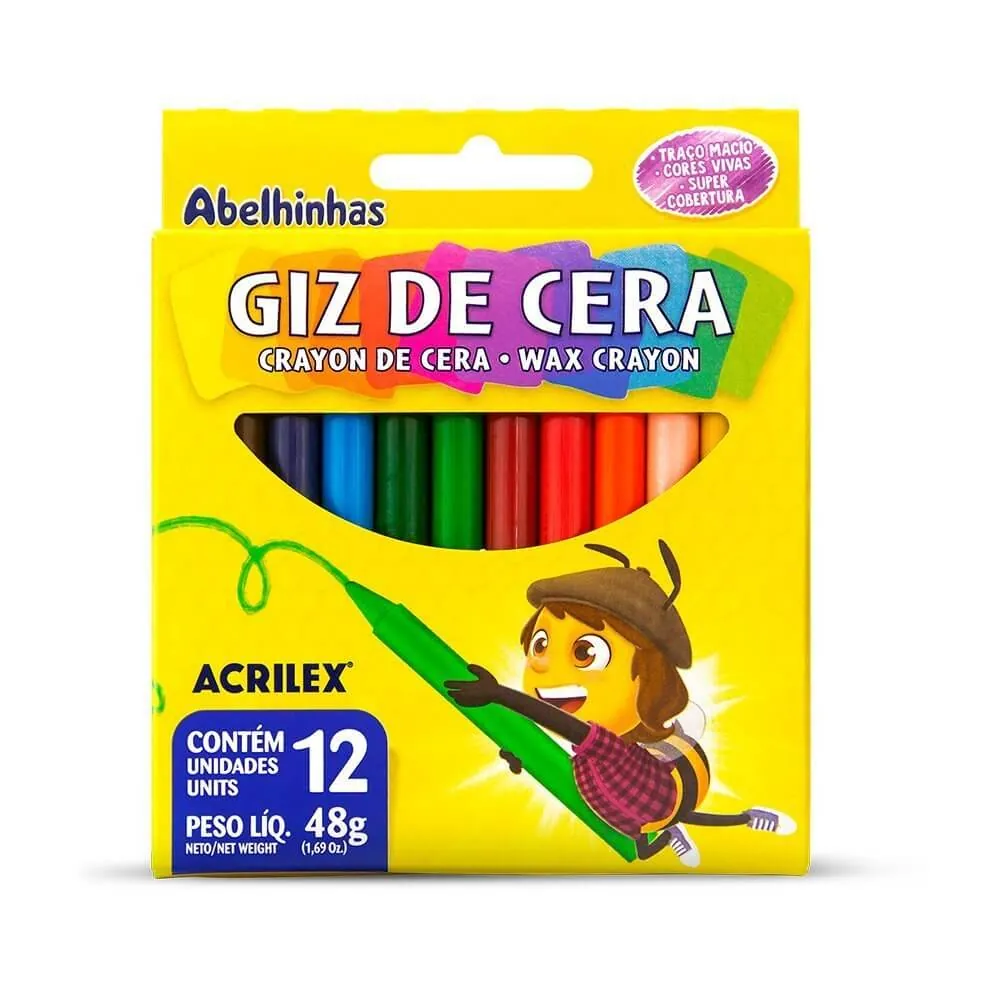 Giz De Cera C/ 12 Cores - Acrilex