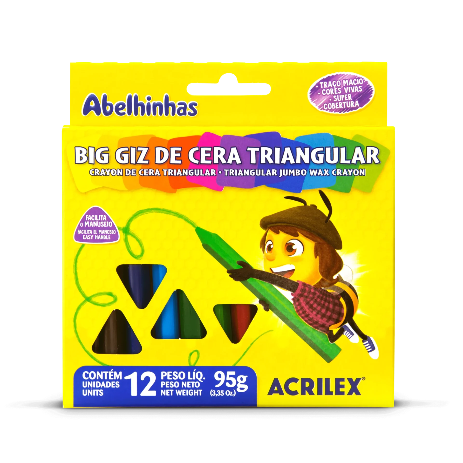 Giz De Cera Triangular C/12 Cores  95G - Acrilex