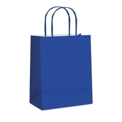 Sacola De Papel Azul 21,5 cm X 15 cm X 8 cm  - Cromus