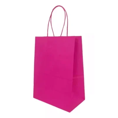 Sacola De Papel Rosa 26 cm X 19,5 cm X 9,5 cm  - Cromus