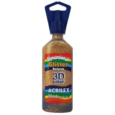 Tinta Dimensional Glitter Ouro 35 ml  - Acrilex