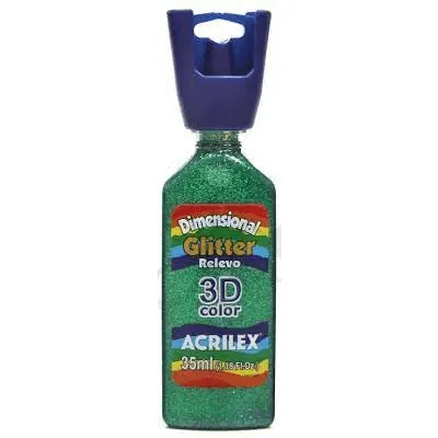 Tinta Dimensional Glitter Verde 35 ml  - Acrilex