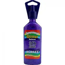 Tinta Dimensional Glitter Violeta 35 ml  - Acrilex