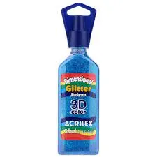 Tinta Dimensional Glitter Azul Turquesa 35 ml  - Acrilex