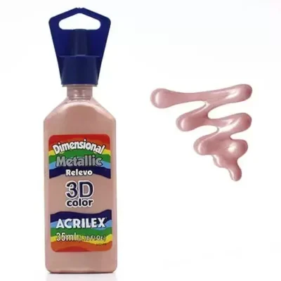 Tinta Dimensional Metallic Rose Gold 35 ml  - Acrilex