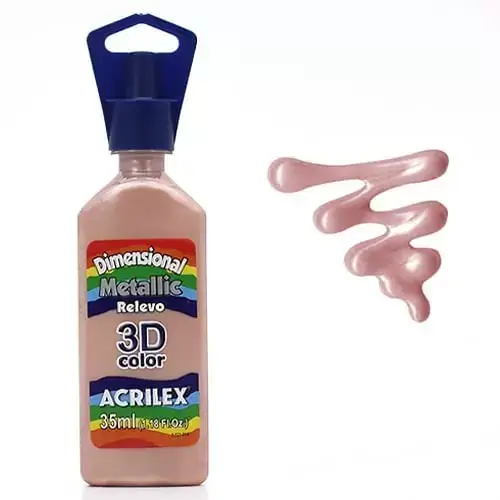 Tinta Dimensional Metallic Rose Gold 35 ml  - Acrilex