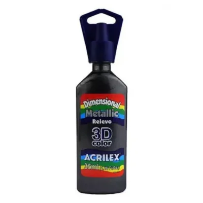 Tinta Dimensional Metallic Preto 35 ml  - Acrilex