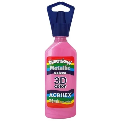 Tinta Dimensional Metallic Rosa 35 ml  - Acrilex