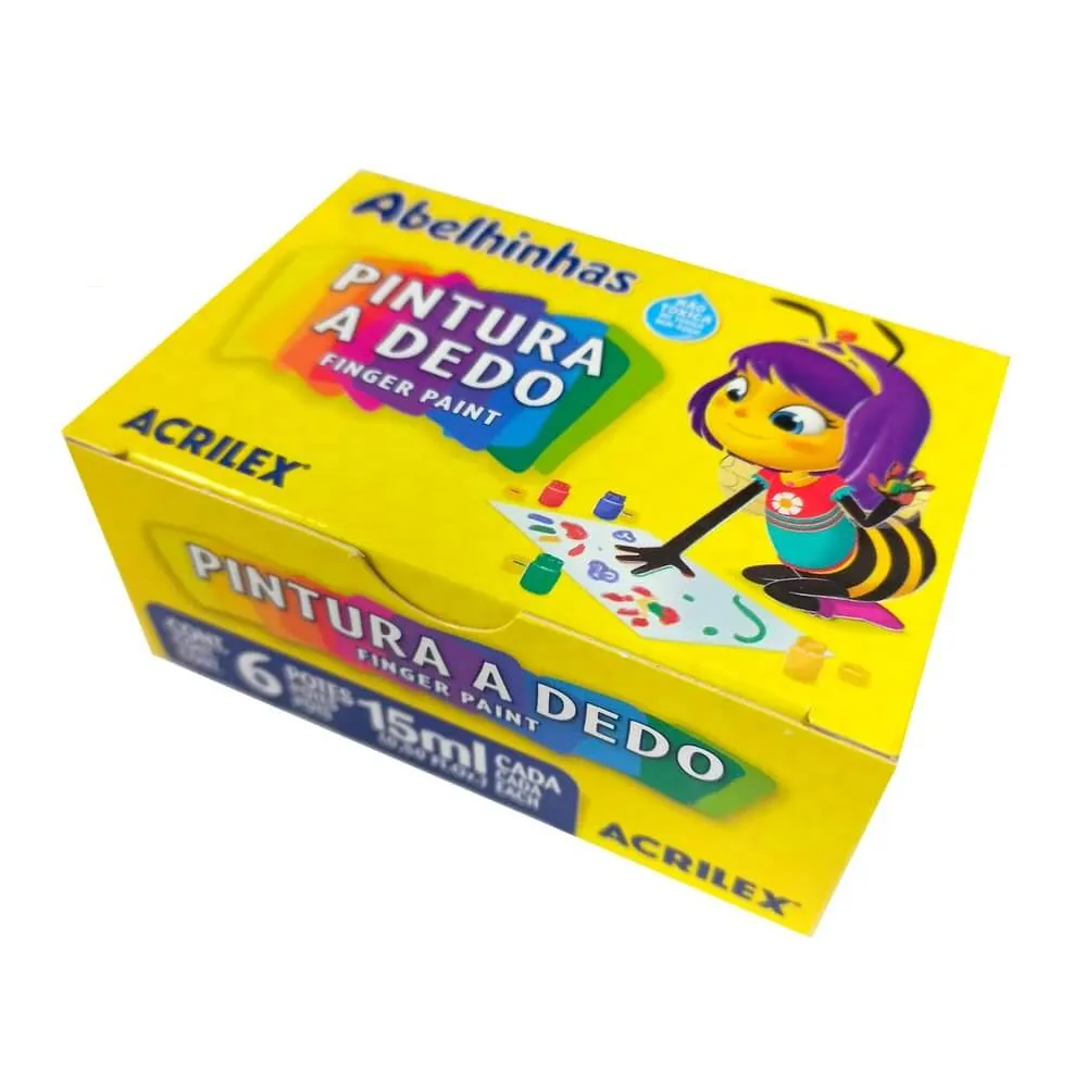 Pintura A Dedo  C/ 6 Cores 15 ml  - Acrilex