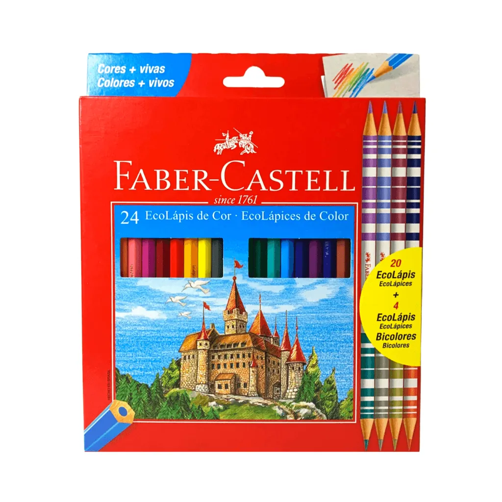 Lápis De Cor Sextavado 24 C/ 4 Lápis Bicolores - Faber-Castell