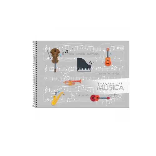 Caderno De Música Pequeno 80 Folhas Cinza - Tilibra