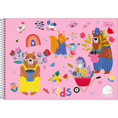 Caderno Espiral Meia Pauta Kids Feminino Rosa 40 Fls. - Tilibra