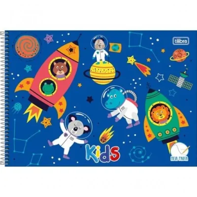 Caderno Espiral Meia Pauta Kids Masculino Azul 40 Fls. - Tilibra