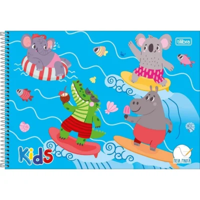 Caderno Espiral Meia Pauta Kids Masculino Azul Claro 40 Fls. - Tilibra