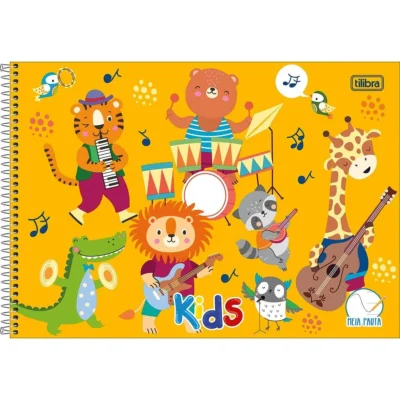 Caderno Espiral Meia Pauta Kids Masculino Amarelo 40 Fls. - Tilibra