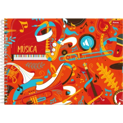 Caderno De Música Pequeno 80 Folhas Laranja - Foroni