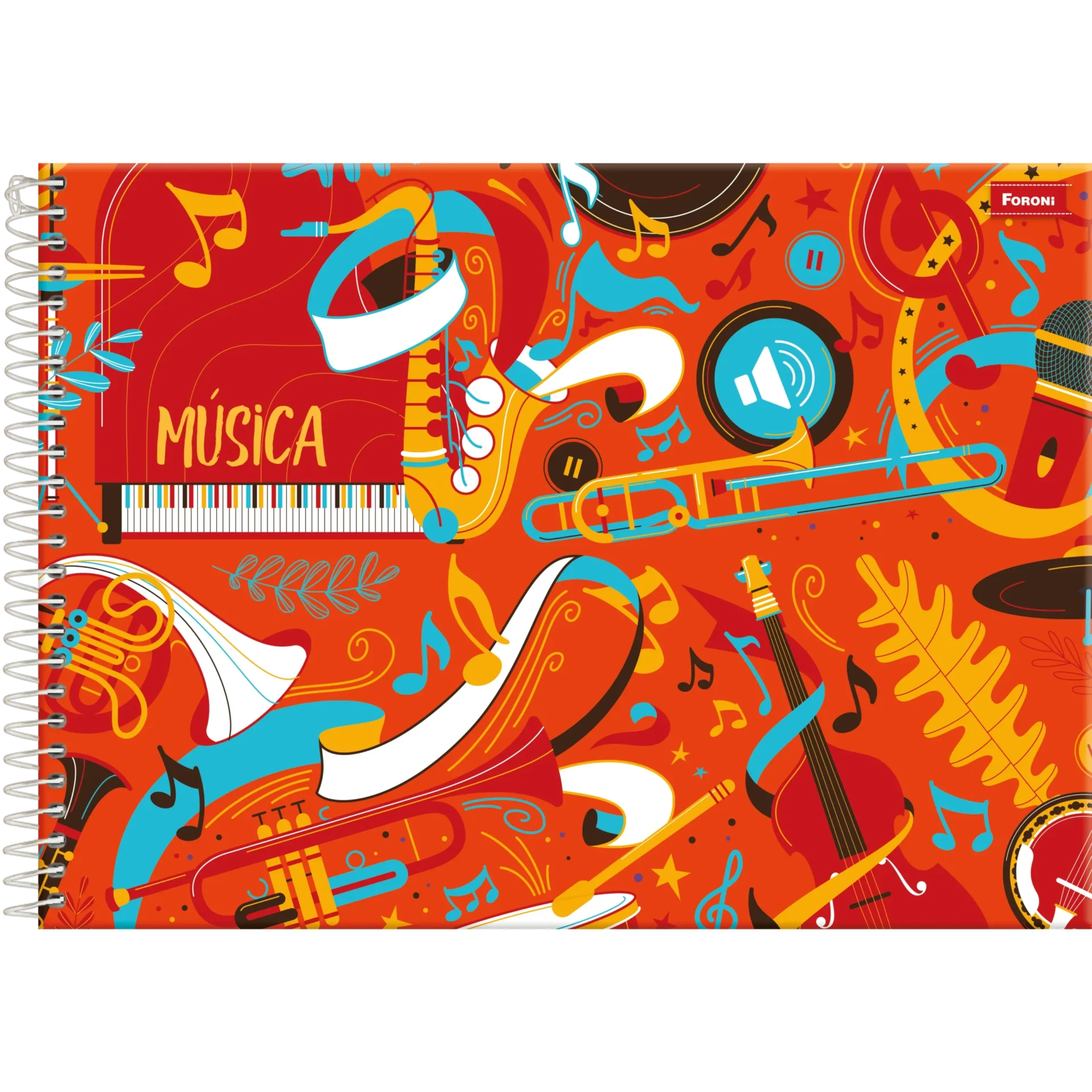 Caderno De Música Pequeno 80 Folhas Laranja - Foroni