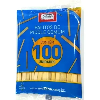 Palito De Picolé Ponta Quadrada C/ 100 UN. - Gaboardi