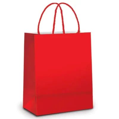 Sacola De Papel Vermelho 32 cm X 26,5 cm X 13 cm  - Cromus