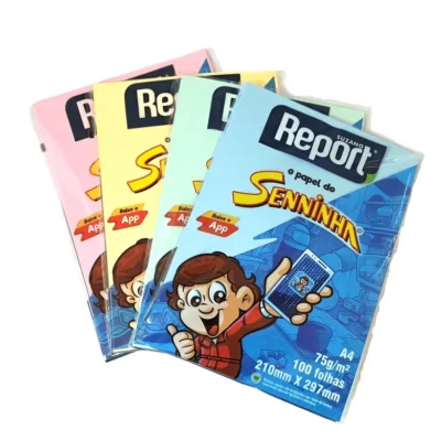 Papel A4 Seninha Colorido 100 Fls. - Report Suzano (Cores Sortidas)