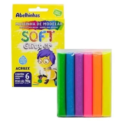 Massinha De Modelar Glitter 90 G C/ 6 Cores UN. - Acrilex