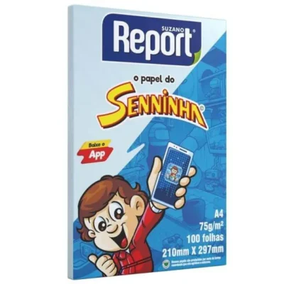 Papel A4 Seninha 100 Fls Azul - Report Suzano