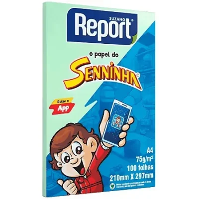 Papel A4 Seninha 100 Fls Verde - Report Suzano