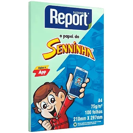 Papel A4 Seninha 100 Fls Verde - Report Suzano