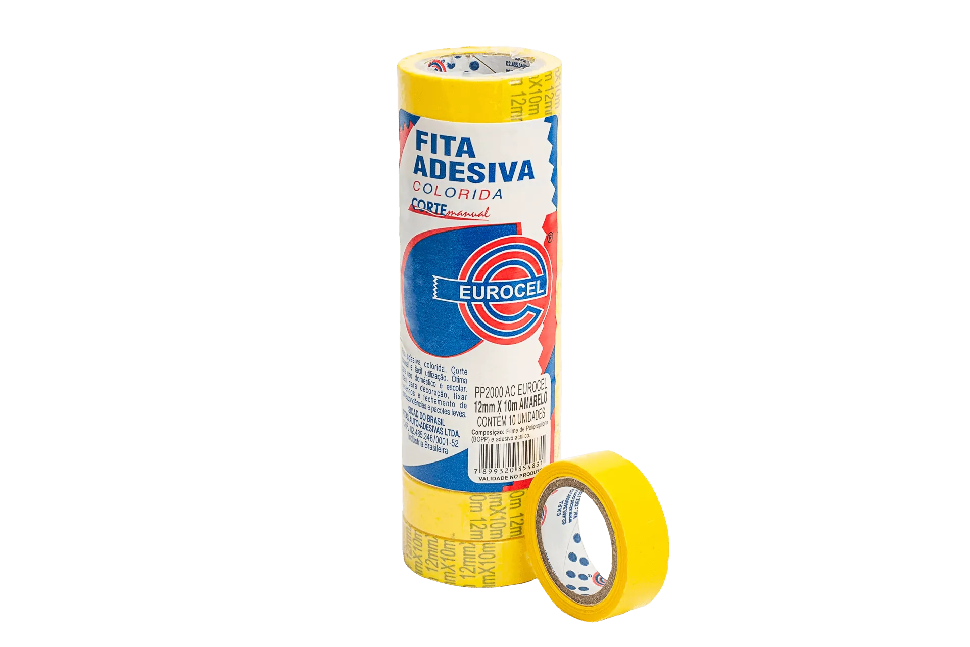 Fita Durex Amarelo 12 mm X 10 M - Eurocel