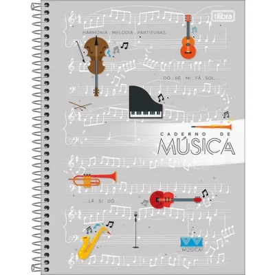 Caderno De Música 80 Folhas Cinza - Tilibra