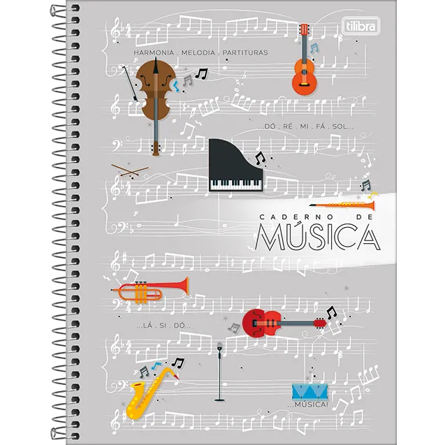 Caderno De Música 80 Folhas Cinza - Tilibra