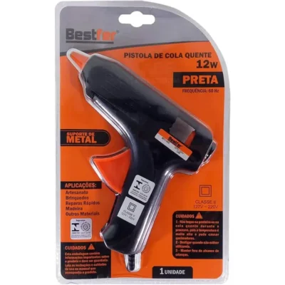 Pistola De Cola Quente Preta Bivolt 12 W UN. - Bestfer