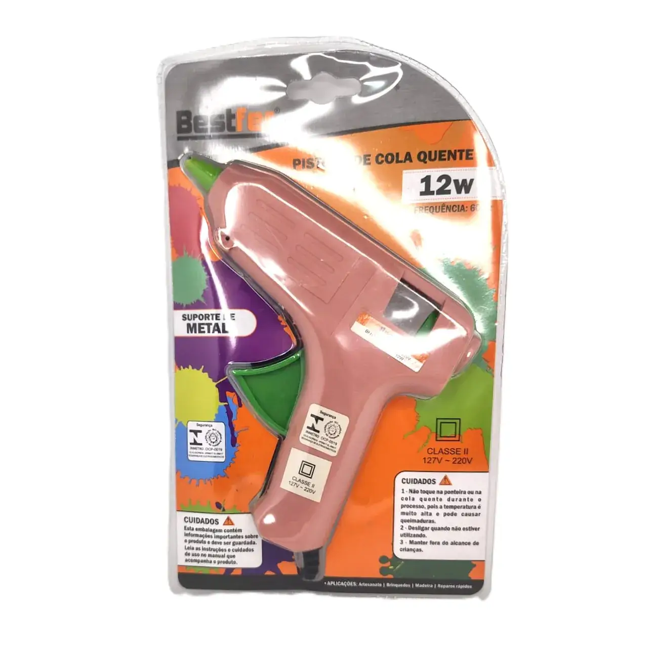 Pistola De Cola Quente Rosa Bivolt 12 W UN. - Bestfer